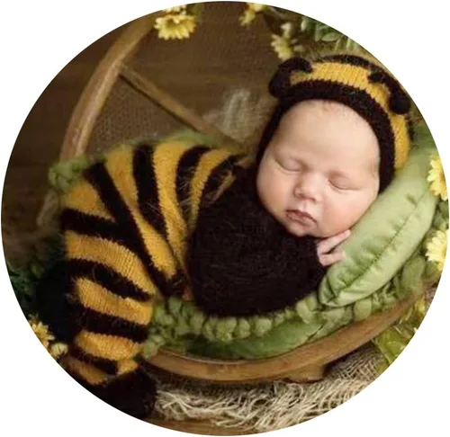 Vista 25 de Moda recién nacido niños niñas bebé sesión de fotos accesorios trajes ganchillo ropa sombrero de cola larga pantalones accesorios de fotografía