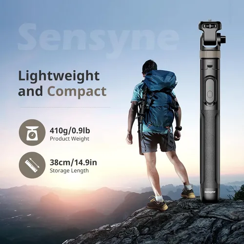 Vista 5 de Sensyne Trípode extensible de 72" para iPhone y Selfie Stick con soporte de teléfono desmontable y control remoto inalámbrico, compatible con todos