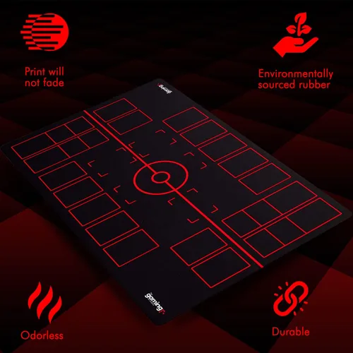 Vista 4 de GMC Deluxe - Alfombrilla de juego compatible con 2 jugadores, color negro y rojo