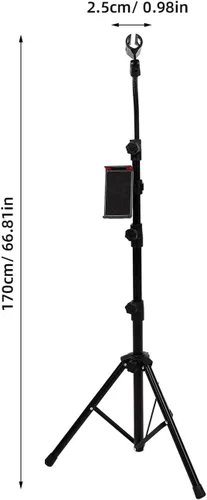 Vista 2 de SOLUSTRE Trípode de soporte de micrófono profesional ajustable con base antideslizante resistente soporte telescópico de micrófono para cantar