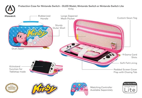 Vista 2 de PowerA Protection Case for Nintendo Switch - OLED Model, Nintendo Switch and Nintendo Switch Lite - Kirby, Protective Case, Gaming Case, Console