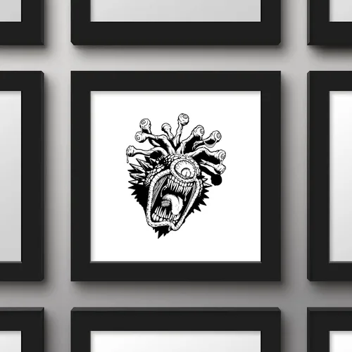 Vista 2 de Gallery Pops Dungeons & Dragons - Arte de pared clásico de Beholder, versión enmarcada negra, 12 x 12 pulgadas Versión con marco negro