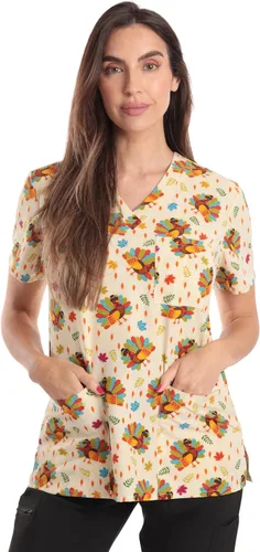 Vista 45 de Just Love - Tops de trabajo festivos para mujer Aqua - Luna y estrellas