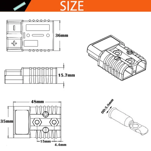 Vista 2 de CESFONJER Conector de batería de 50 A, kit de conector de desconexión rápida de batería, se adapta a cable de 6 a 10 AWG, para automóvil