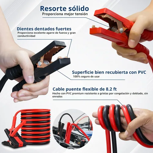 Vista 3 de XOOL Kit de emergencia para automóvil con cables de puente, kit de primeros auxilios, correa de remolque y juego de herramientas – Kit de seguridad