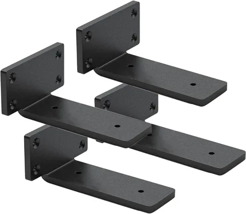 Vista 17 de Paquete de 4 soportes de estante flotantes de 4 pulgadas, soporte de estante oculto de 1/5 pulgadas de grosor, soportes de metal de hierro