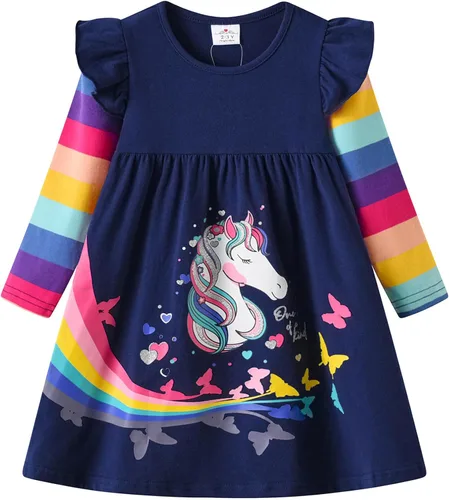 Vista 14 de VIKITA - Vestidos de invierno para niñas, de manga larga, ropa escolar para niñas de 2 a 12 años Alh5805
