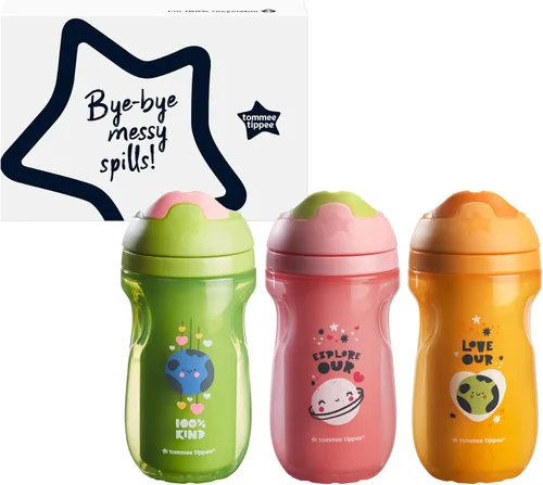 Vista 6 de Tommee Tippee Botella Sippee Aislada Superstar, 12m+, 9oz, Paquete de 3, Botella de Entrenamiento para Niños Pequeños sin Derrames, a Prueba