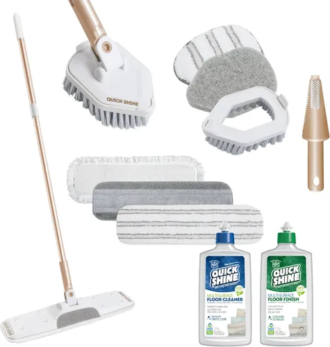 Vista 15 de Quick Shine Ultimate Gold Clean + Polish Mop Kit Kit todo en uno de 9 piezas con accesorios intercambiables No necesita baterías Sistema