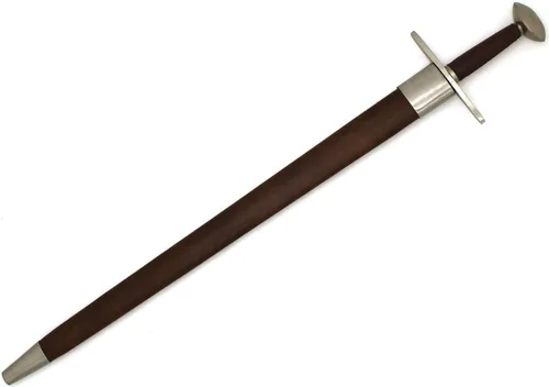 Vista 5 de Medieval Warrior Espada real larga Norman de acero templado del siglo XIII con vaina de cuero