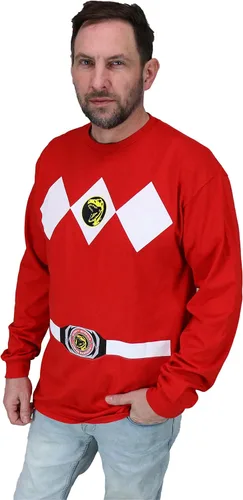 Vista 6 de power rangers azul manga larga Costume Hombre
