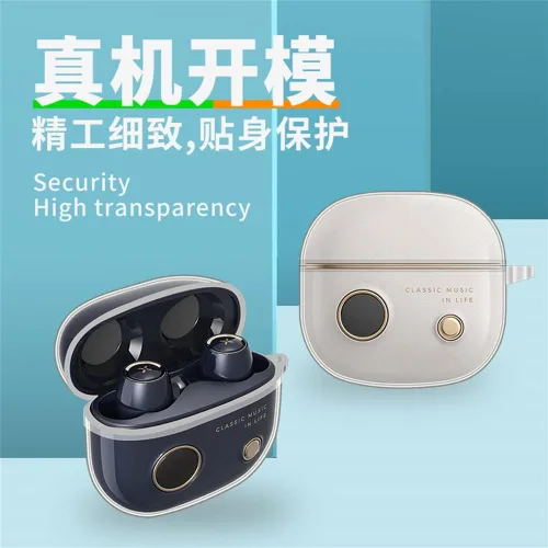 Vista 6 de DAYJOY - Juego de 2 fundas protectoras transparentes de TPU suave compatibles con auriculares Edifier a U2, funda protectora con llavero