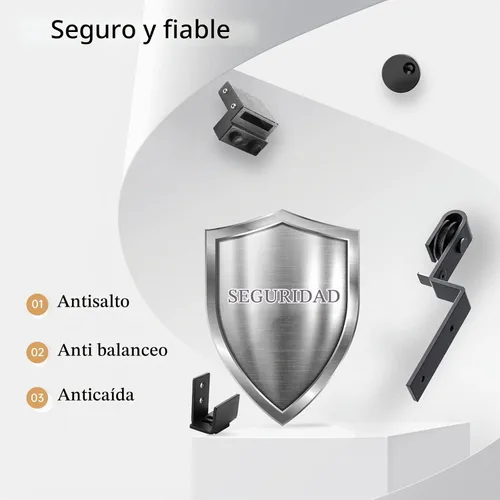Vista 5 de EaseLife - Kit de accesorios de riel para puerta de granero deslizante doble de 2.5 pies, fácil de instalar, se desliza suave y silenciosamente, se