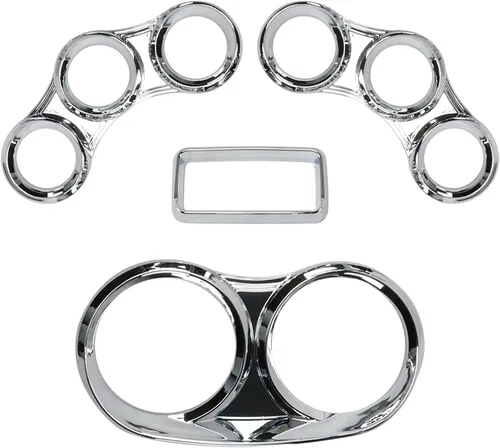 Vista 4 de LOSTAR Kit de cubierta de calibre central, cubiertas de medidor de salpicadero de instrumentos con visera cromada compatible con Peterbilt 379 384