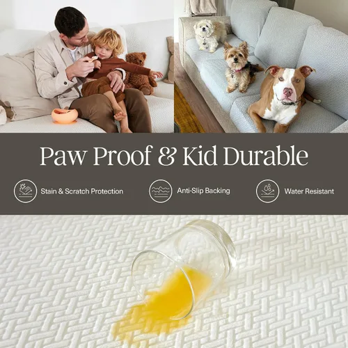 Vista 5 de Nolan Interior Funda Mágica para Sofá - Funda Clásica de Jacquard para Respaldo de Sofá - A Prueba de Mascotas, Fácil Instalación, Funda Elástica