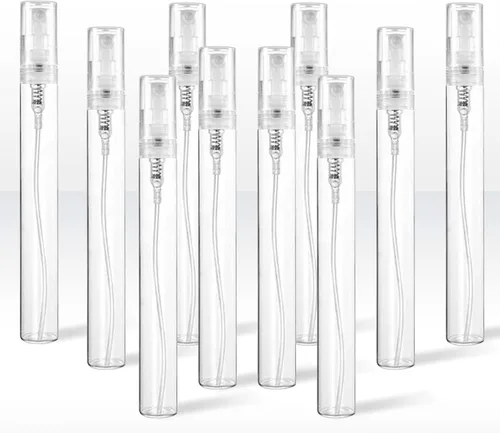 Vista 9 de Chiallco Mini Botellas de Muestra de Perfume, Paquete de 10 Unidades de 5 ml de Botella de Spray de Perfume Pequeña de Plástico, Neblina Fina