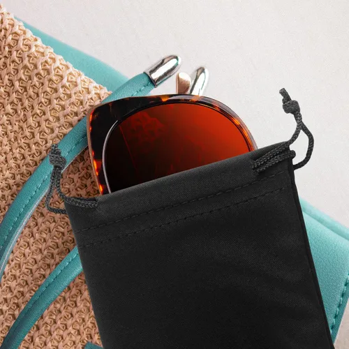 Vista 5 de Super Z Outlet Gafas de sol de microfibra negras y accesorios para teléfono celular, bolsa con cierre de cordón para limpieza, protección