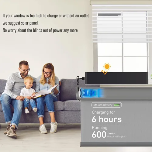 Vista 4 de Panel de carga solar para persianas con interfaz USB 2.0, 5V 5W para persianas enrollables motorizadas solo para uso en interiores, compatible