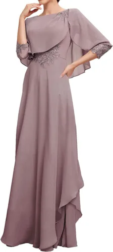 Vista 3 de Mother of The Bride Dresses for Wedding Formal Evening Gowns Chiffon Ruffles Mother of Groom Dresses with Sleeves