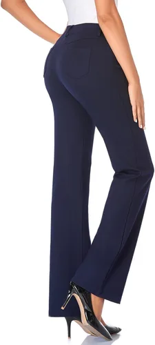 Vista 2 de Tapata - Pantalones de vestir con corte de bota para mujer pantalones con bolsillos altos pequeños para oficina trabajo negocios y uso casual de 28