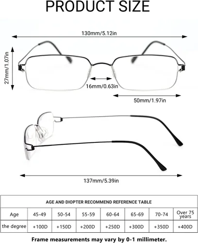 Vista 5 de TERAISE Ultra Light Reading Glasses Men Women Blue Light Blocking Readers Comfortable Screwless Computer Eyeglasses