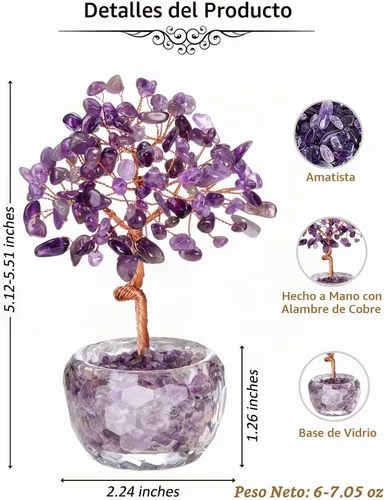 Vista 5 de Jovivi - Árbol de cristal de amatista, cristales curativos morados