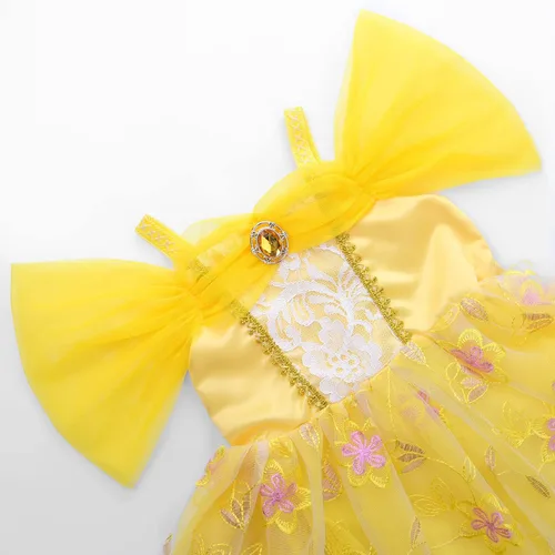Vista 4 de JerrisApparel Disfraz de princesa de hombros descubiertos para niñas, vestido de fiesta de carnaval, cosplay con accesorios