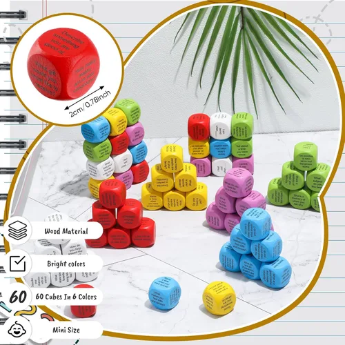 Vista 6 de Libima Juego de 60 cubos de actividades de madera, dados de madera