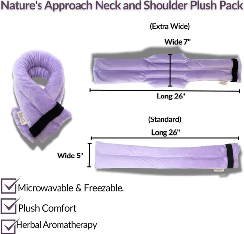 Vista 5 de Nature's Approach Paquete de felpa para cuello y hombro, almohadillas térmicas para microondas para terapia de calor y frío, paquetes calientes