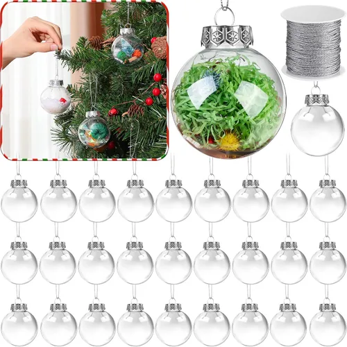 Vista 14 de Wettarn 12 bolas de adornos de Navidad transparentes de 4 pulgadas