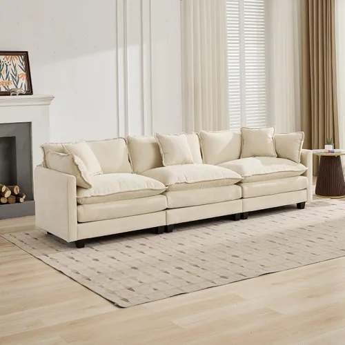 Vista 19 de Modular Sectional Couches Sofa, 4-Seat Cloud Couch with Double Layer Upholstered Seat Cushion, Breathable Chenille Fabric, for Living Room Bedroom