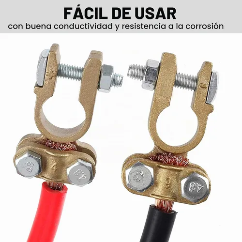 Vista 4 de CZC AUTO Terminales de batería, abrazaderas y conectores de cobre, juego de protectores de terminales de batería positivos y negativos para poste
