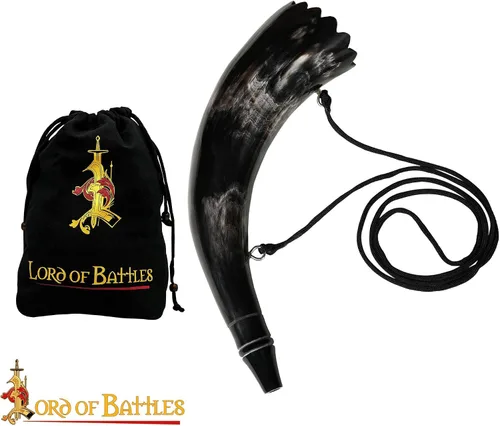 Vista 6 de Cuerno vikingo Pibole de buey auténtico, hecho a mano, estilo medieval