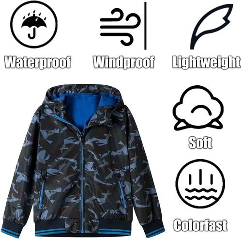 Vista 4 de SNOW DREAMS Chaqueta de lluvia para niños, impermeable, rompevientos ligeros