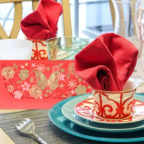 Vista 7 de Honbay 6 sobres chinos rojos de la suerte, bolsillo para dinero Hong Bao, organizador de regalo, envolopes para festival de primavera, cumpleaños