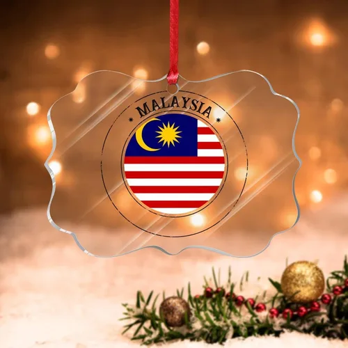 Vista 23 de Adornos de Navidad de Malasia, bandera de Malasia, adornos acrílicos, colgante para árbol de Navidad, bandera nacional, recuerdo del país