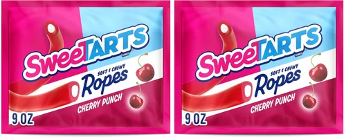 Vista 10 de SweeTARTS Soft & Chewy Ropes Candy, sabor a fresa picante, bolsa de 9 onzas