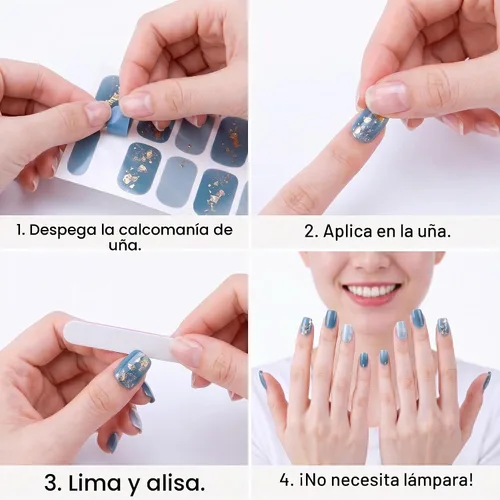 Vista 5 de 140 piezas, 10 hojas de calcomanías de uñas de envoltura completa, tiras de esmalte con degradado, calcomanías autoadhesivas con purpurina, tiras