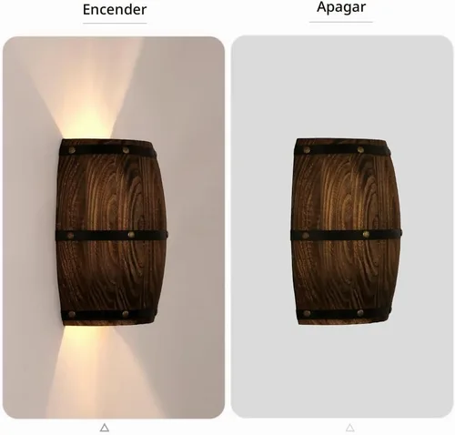 Vista 6 de 1 paquete de lámpara de pared de barril de vino de madera antigua