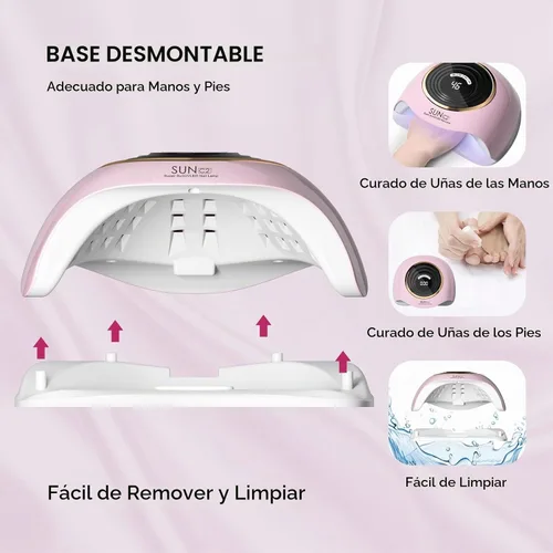 Vista 5 de WEVILI Lámpara de uñas UV LED profesional de 288W con 63 perlas - Secador de curado de gel más rápido para hogar y salón, sensor inteligente