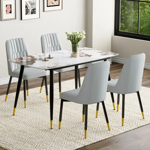 Vista 61 de Juego de 4 mesas de comedor negras para mesa de comedor de 4,50 pulgadas para 4, sillas de cocina de piedra sinterizada, fácil de montar, adecuado