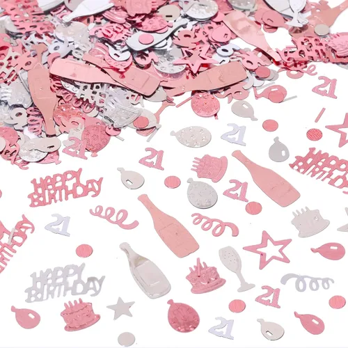 Vista 5 de Confeti de cumpleaños número 13, confeti de oro rosa número 13, confeti de papel de aluminio metálico, estrella para pastel de cumpleaños, confeti
