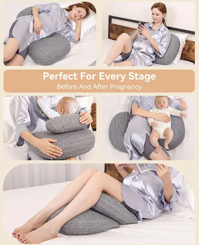 Vista 3 de Almohadas de embarazo de material transpirable, almohada de embarazo para dormir portátil, soporte de maternidad compacto para vientre, espalda
