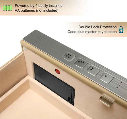 Vista 4 de Caja de seguridad de acero sólido para almacenamiento organizador de joyas de combinación digital armario seguro para oficina en casa color caqui