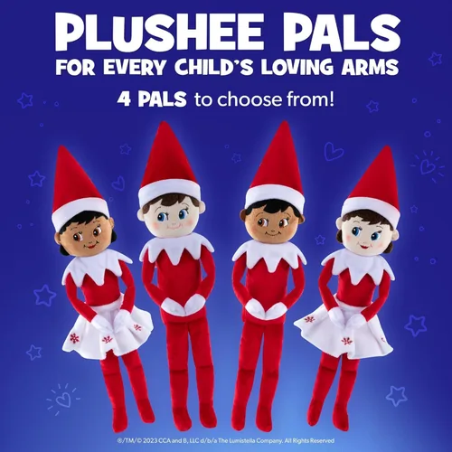 Vista 4 de The Elf on the Shelf Plushee Pals - Juguetes de peluche de elfo explorador de 17 pulgadas, niño de ojos azules, peluche abrazable y adorable