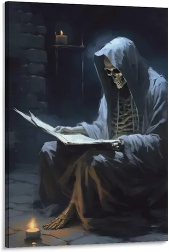 Vista 20 de HHGaoArt Lienzo gótico para pared, póster de fantasmas de Halloween, imagen espeluznante en lienzo