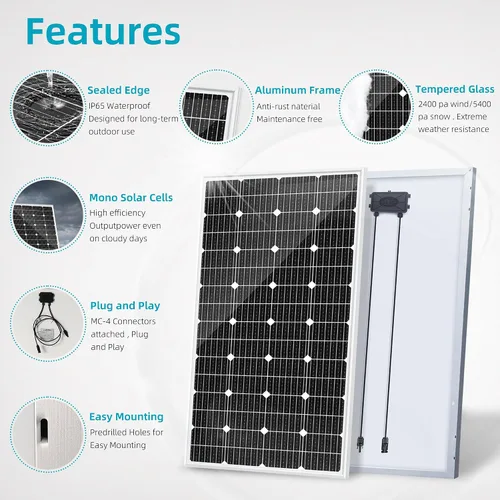 Vista 4 de Kit completo de sistema solar fuera de la red Kit solar de 1350 W 24 V, 6 paneles solares de 225 W 12 V, 2 baterías de litio de 100 ah y 12.8 V