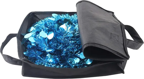 Vista 2 de Árbol de Navidad de oropel azul claro de 5 pies - Árbol de Navidad plegable emergente con bolsa