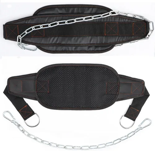 Vista 8 de Cinturón de inmersión de fitness con cadena para levantamiento de pesas, cinturón de dominadas, cinturón de inmersión, accesorio de cuero