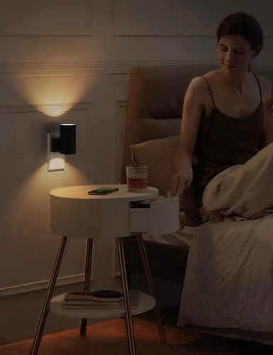 Vista 8 de L LOHAS LED Luz nocturna enchufable, luces nocturnas modernas enchufables a la pared, sensor de atardecer a amanecer, blanco suave 3000K, brillo